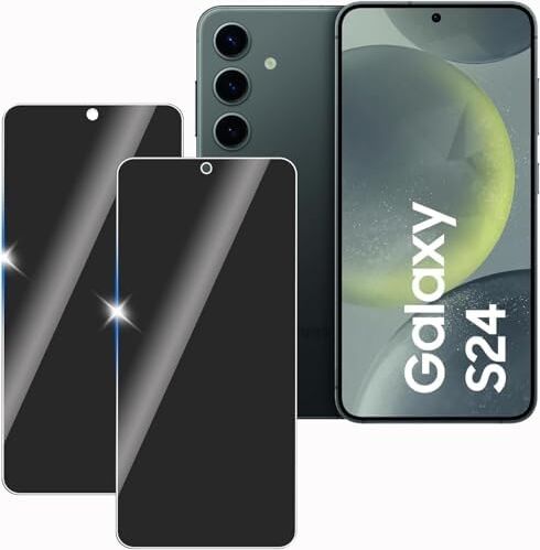 Galaxy S24 Için Privacy Temperli Cam – Yanlardan Siyah Görünüm, Kavisli Kenar, Parmak Izi Azaltıcı, Ultra Ince 0.3mm, Hassas Kesim