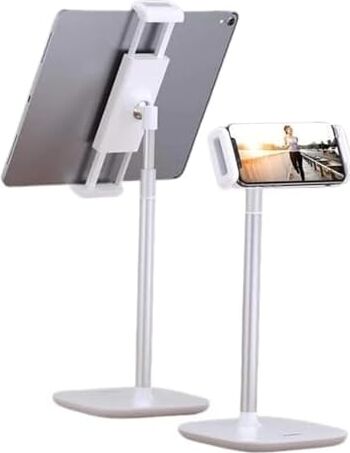 Yükseklik ve Açı Ayarlı Masaüstü Telefon ve Tablet Tutucu Stand Beyaz