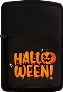 Halloween Tasarımlı Renkli Baskılı Siyah Benzinli Metal Çakmak