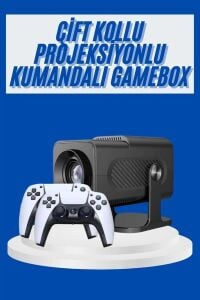 4K Android Smart Wi-Fi Çift Kollu Projeksiyon Game Box Kumandalı Taşınabilir Yeni Nesil