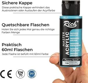 Rich Mastermix Akrilik Boya 60 cc 12 Li Metalik Renkler