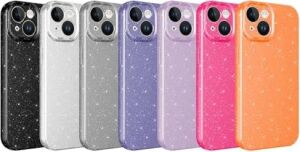 Apple iPhone 15 ile Uyumlu Z-Jelly Kılıf Kamera Korumalı Simli Işılıtılı Renkli Parlak Silikon Kapak-Silver