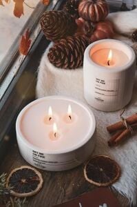 2'li Beton Saksı Içinde Lavanta Kokulu Soya Wax Mum Seti Dekoratif Hediyelik (Beyaz)