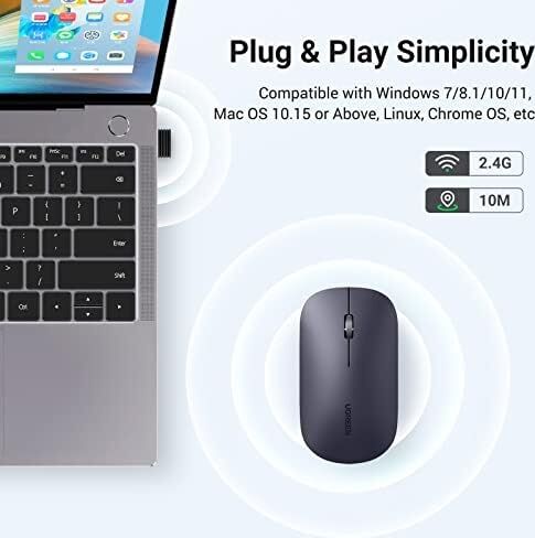 Kablosuz Fare, 2,4 Ghz USB Bağlantısı, Maks. 4000 Dpi, 18 Ay Pil Ömrü. Pc, Mac, Dizüstü Bilgisayar, Windows 11, 10, 8.1, 7, Macos, Linux ile Uyumlu (Siyah)