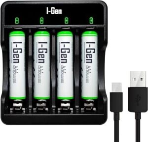 I-Gen G490 4'lü Pil Şarj Aleti + 4 Adet Aaa 900 Mah Ince Şarjlı Kalem Pilli Set 1.2V Ni-Mh