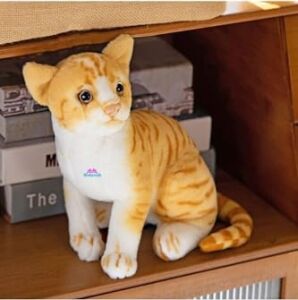 Hediyecik Gerçek Görünümlü Ayakta Peluş Kedi Sar Tekir 40 Cm, Sarı