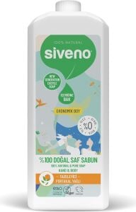 Siveno %100 Doğal Sıvı Kastil Sabun Portakal Yağlı Yoğun Nemlendirici Arındırıcı Bitkisel Vegan 1000 ml