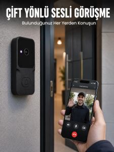 Wi-Fi Bağlantılı Akıllı Kapı Zili  Telefon Kontrollü Hd Güvenlik Sistemi