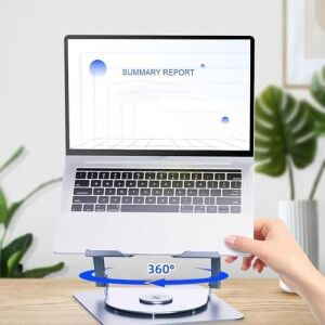804D 360 Derece Dönebilir Alüminyum Katlanabilir Laptop Macbook Standı (Koyu Gri)