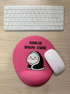 Dobarlan Bıragma Gendini Baskılı Bilek Destekli Oval Mouse Pad (Pembe)