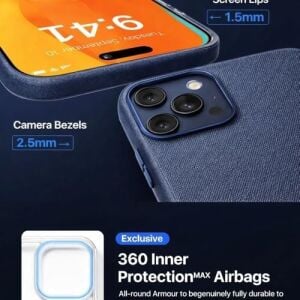 Iphone 17 Pro Max ile Uyumlu Yüksek Kalite, Özel Üretim, Kamera Lens Koruma Çıkıntılı, Metal Görünümlü Kamera Lens Çerçevesi ve Tuşlar Quantity (Lacivert, Iphone 17 Pro Max)