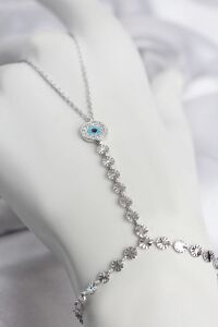 Gümüş Renk Pirinç Zirkon Taşlı Nazar Model Şahmeran