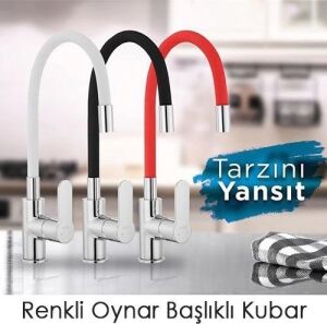 Esnek Kıvrılabilir Renkli Silikon Oynar Başlıklı Musluk Bataryası Başlığı Kubar