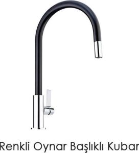 Esnek Kıvrılabilir Renkli Silikon Oynar Başlıklı Musluk Bataryası Başlığı Kubar