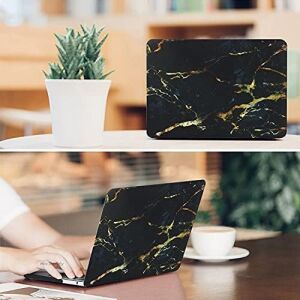 MacBook Air 13 Inç Kılıf Uyumlu A1369 A1466 Sert Kapak Mermer Desenli Ince Hafif Darbe Emici Tpu Koruyucu Siyah
