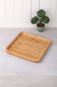 Bambu Lüx Kare Servis 20 * 20CM, Bambu Sunumluk & Çerezlik Kare Sunum Tabağı