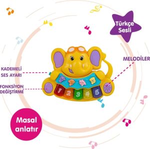 Birlik Toys Türkçe Masalci Fil Piyano Çocuk Oyuncagi