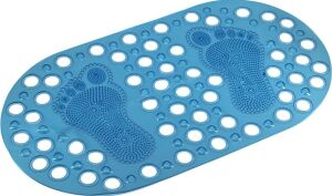 Premium Serisi Banyo - Küvet Içi Kaydırmaz Vantuzlu Ayak Desenli Paspas 66,5 x 36,5 Cm, Mavi