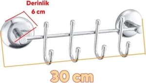 Metal 4'lü Banyo Lavabo Vidalı Askılık Sağlam Aparat Krom Askılık Elbise Havlu Asma Askı