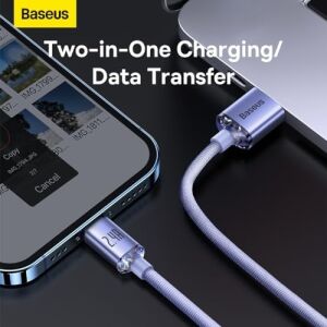 Crystal Shine, 2.4 A Usb-A & Lightning Data ve Şarj Kablosu, 1.2 Metre, Mor, ‎CAJY000005