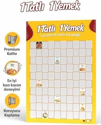 1 Tatlı 1 Yemek Kazı Kazan Poster, Yemek Temalı Eğlenceli Aktivite, Özel Tasarım