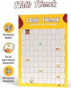 1 Tatlı 1 Yemek Kazı Kazan Poster, Yemek Temalı Eğlenceli Aktivite, Özel Tasarım
