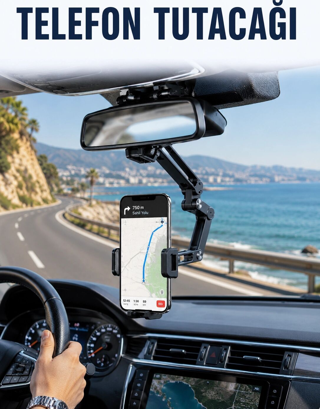 Dikiz Aynasına Monte Telefon Tutucu Katlanabilir Ayarlanabilir Araç Içi Telefon Standı