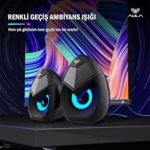 Aula N-69 2 * 3W Rgb LED Işıklı Masaüstü Oyuncu Laptop Pc Bilgisayar Hoparlörü