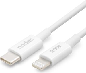 Nodar 20W Usb-C To Lightning Hızlı Şarj Kablosu 1 Metre Pd Veri Kablosu iPhone 14, 13, 12, 11, Pro, Max, iPad Uyumlu Sağlam ve Dayanıklı Tpu Yalıtım Yüksek Hızlı Veri Transferi Beyaz ND1151