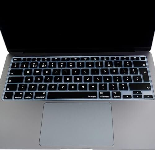 Uk Ingilizce Klavye Koruyucu MacBook Air A1932 A2179 A2337 M1 Uyumlu | Avrupa Ingilizce Iso Ters L Enter | Ince Silikon Keyboard Cover Siyah Siyah