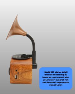 Mini Nostaljik Bluetooth Hoparlör Fm Radyo 8 Saat Batarya Yeni Nesil
