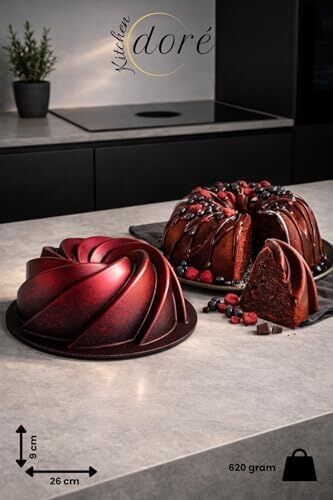 Rüzgar Gülü Kek Kalıbı Cherry Red Kalın Döküm Üç Katmanlı Kaplama 620 Gram