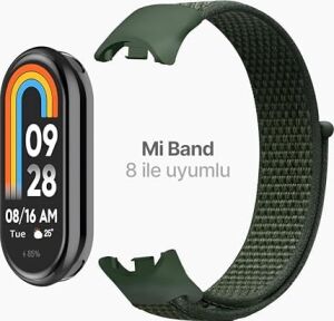 Xiaomi Mi Band 10/9/8 Ile Uyumlu Hafif ve Bileği Rahatsız Etmeyen Bilek Ölçüsüne Göre Ayarlanabilen Cırt Cırtlı Tasarım Kaliteli Hasır Örme Kumaş Kordon