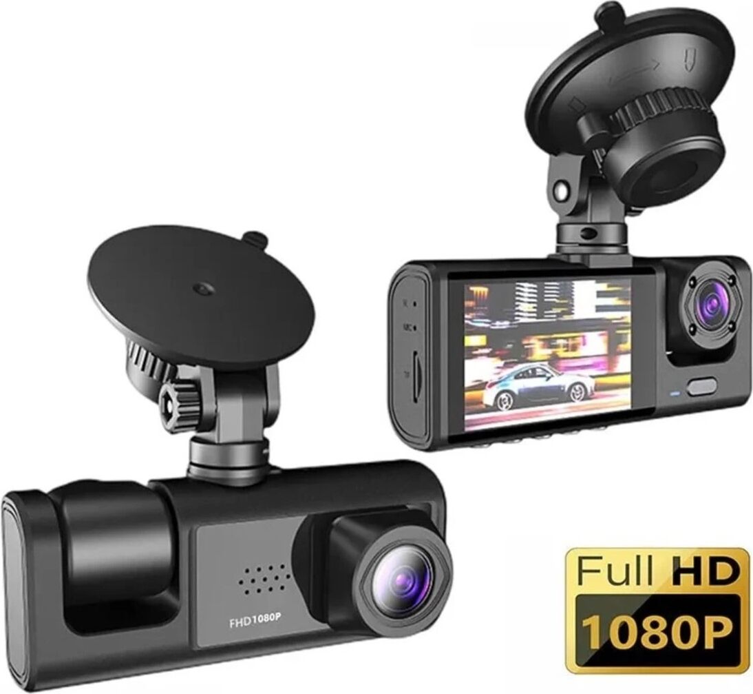 DV300 Yeni 3 Kameralı Araç Içi Kayıt Kamerası Trafik Recorder 2 Inç IPS Ekran Full Hd 1080P
