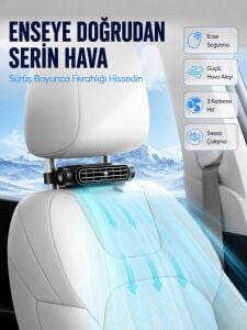 Araç Içi Boyun Serinletme Fanı Usb-C Şarjlı Güçlü Hava Akışlı Soğutucu