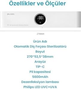 Pluzz Şarj Edilebilir Diş Fırçası Tutacağı Tam Otomatik Sensörlü Uv Sterilizatör (Led Teknolojisi) Mavi