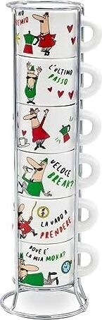- 6'lı Istiflenebilir Cappuccino Fincan Seti - Karma Renkli - Porselen