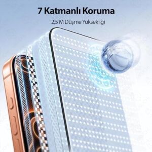 Cappy  iPhone 17 Pro Max ile Uyumlu Ekran Koruyucu, Tam Kaplama Temperli Cam, Kabarcıksız ve Tozsuz Uygulama, 9h Çizilmez Koruma, Hd Şeffaf, Siyah Çerçeve, Kılıf Dostu