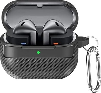 Galaxy Buds 3 Pro, Buds 3 ve Buds 3 Fe ile Uyumlu Mat Karbon Fiber Dokulu Darbelere Dayanıklı Premium Silikon Kılıf (Galaxy Buds 3 Pro/3/3 Fe)