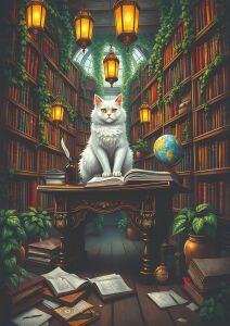 Nova Puzzle 1000 Parça Kütüphane Görevlisi Bilge Kedi Yapboz - 41209