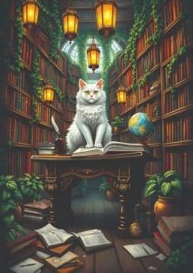 Nova Puzzle 1000 Parça Kütüphane Görevlisi Bilge Kedi Yapboz - 41209
