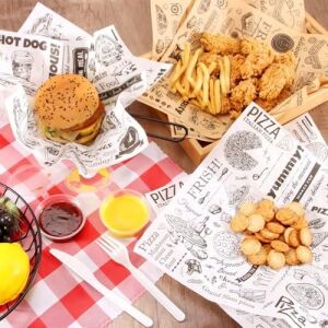 100 Adet Vintage Gazete Desenli Yağ Geçirmez Sunum Kağıdı 25X35 cm | Hamburger, Fast Food, Mangal ve Paket Servis Için Gıda Altlığı