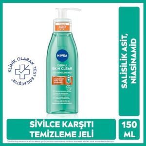 Skin Clear Sivilce Karşıtı Yüz Temizleme Jeli 150ML, Gözenek Arındırıcı,gözenek Görünümünü,siyah Noktaları Azaltır,salisilik Asit,niasinamid,deniz Tuzu,yağlı ve Karma Cilt