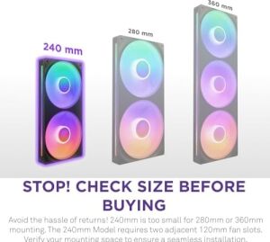 Nzxt F240 Rgb Çekirdek - 2 x 120MM Rgb Fanlı 240MM Tek Çerçeve Fan Ünitesi - Hız ve Aydınlatma Kontrolü - Yüksek Statik Basınç ve Hava Akışı - Akışkan Dinamik Rulmanlar - Fan Başına 8 Argb LED - Siyah