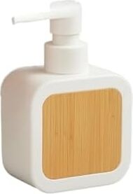 Mat Antrasit Sabunluk | Ahşap Desenli Lüks, Ergonomik Tasarım, Ahşap Dispenser (Beyaz)