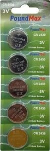 5 Adet 2430 CR2430 DL2430 3V Poundmax Lityum Düğme Pil, Uzun Raf Ömrü, Küçük Elektronik Cihazlar Için Uzaktan Kumandalar, Teraziler, Akıllı Ev Cihazları, Ölçüm Cihazları ve Hesap Makineleri