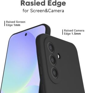 Galaxy A37 Için Kılıf Liquid-Silicone 360° Koruma Sağlayan Kamera Yükseltili Içi Süet Dokulu A37 Kılıf  Darbelere Dayanıklı Tpu Yumuşak Dokulu A37 Koruyucu Kılıfı (Siyah)