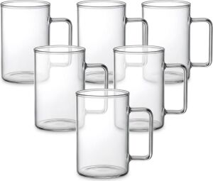 6'lı Borosilikat Cam Kupa Seti - Isıya Dayanıklı, Ince ve Hafif Çay, Kahve ve Bitki Çayı Bardağı Takımı (270 Ml)