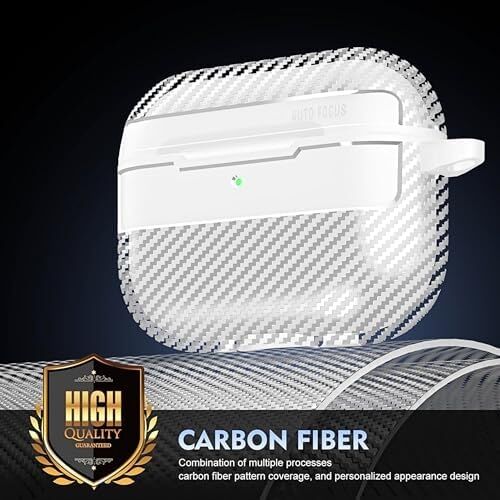 Airpods Pro 3. Nesil Uyumlu Karbon Fiber Hybrid Polymer Technology Premium Kulaklık Kılıfı (Şeffaf)