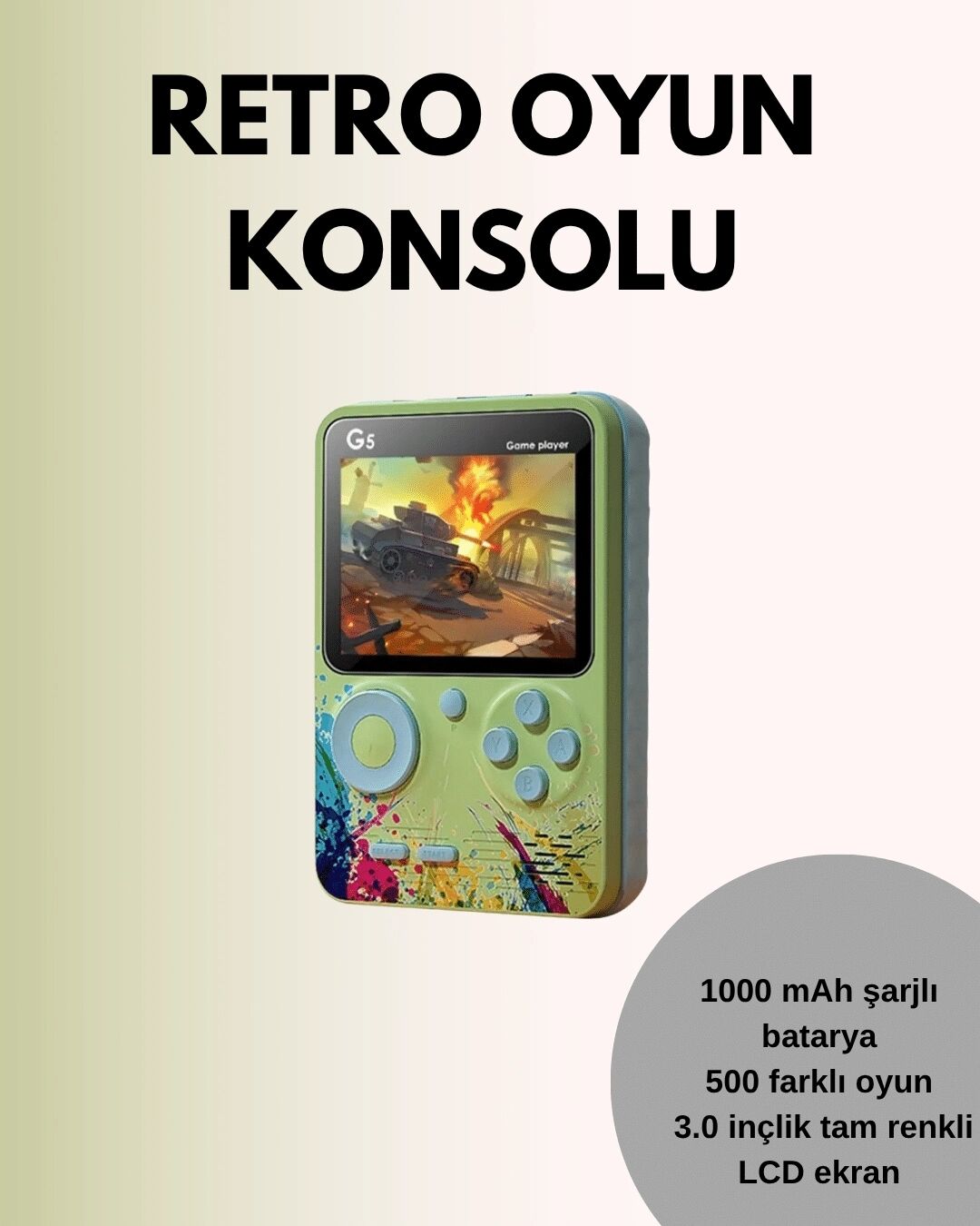 Tv Bağlantılı 500 Oyunlu Mini Gameboy Konsol